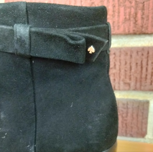 NWOT Kate Spade Madelaine Suede Ankle Strap Heeled Booties in Black Sz. 6B - Picture 5 of 10